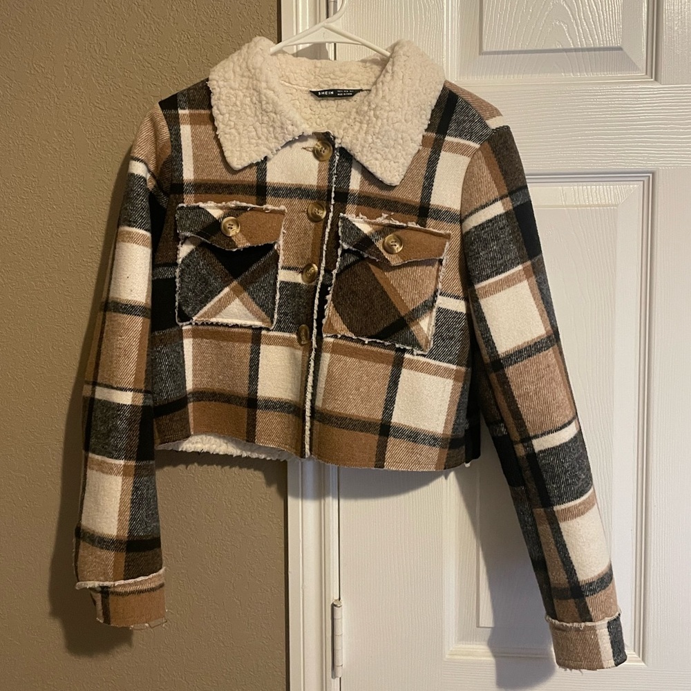 SHEIN wool crop bomber jacket  ✨